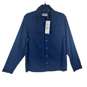 Blend Mens Overshirt Navy Blue Snap‎ Front Twill Chore Jacket Size Small NWT